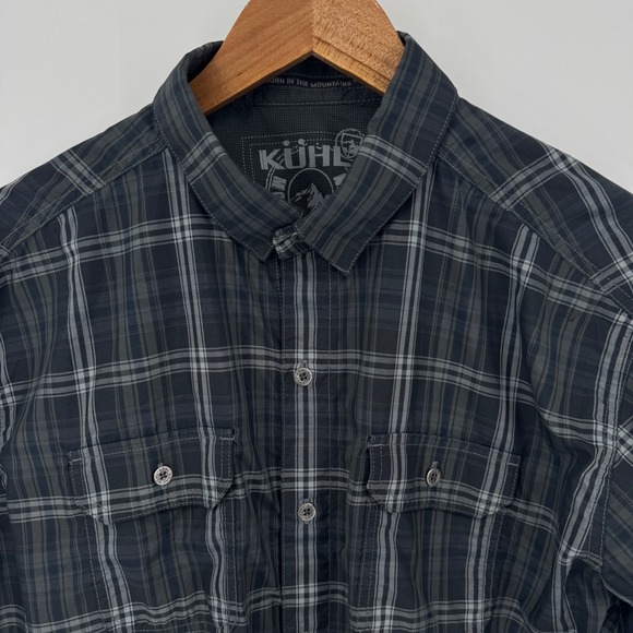 Kuhl Mens Large Mountain Grown Shirt Short Sleeve Button Up Plaid - Picture 1 of 5